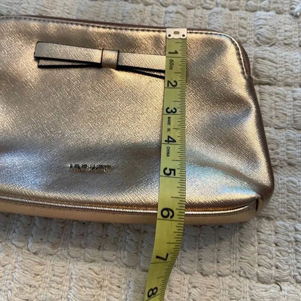 Nine West rose gold metallic cosmetic pouch